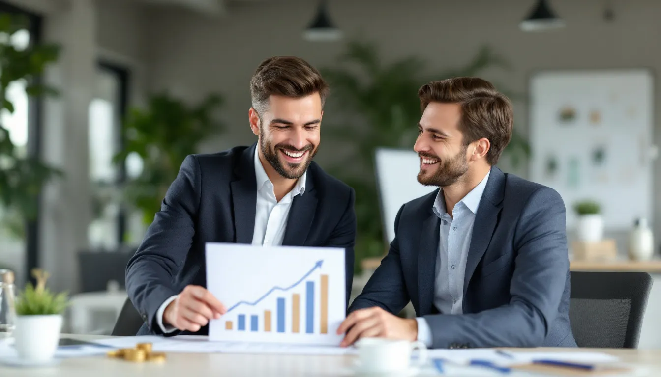 Advisor showing business growth strategy to a client