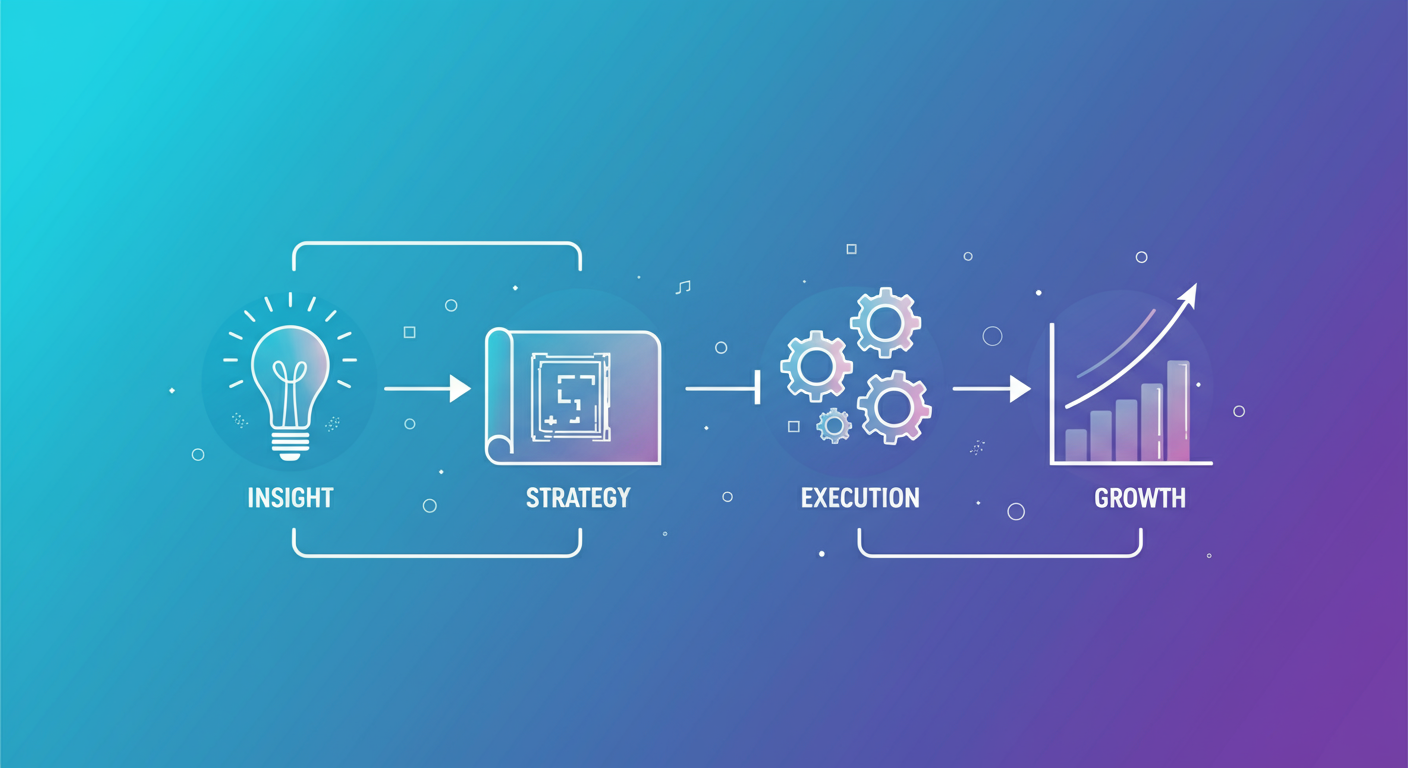Business advisory process flow from strategy to growth
